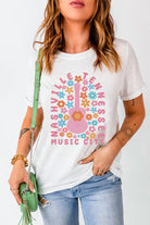 Graphic Round Neck Short Sleeve T-Shirt - Charming Charlie