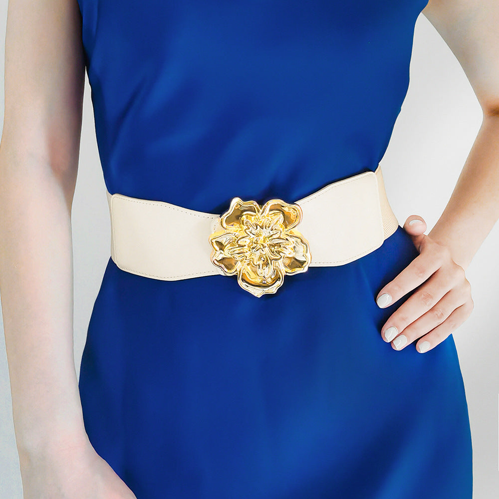 Flower Alloy Buckle Elastic Belt – Charming Charlie display picture 3