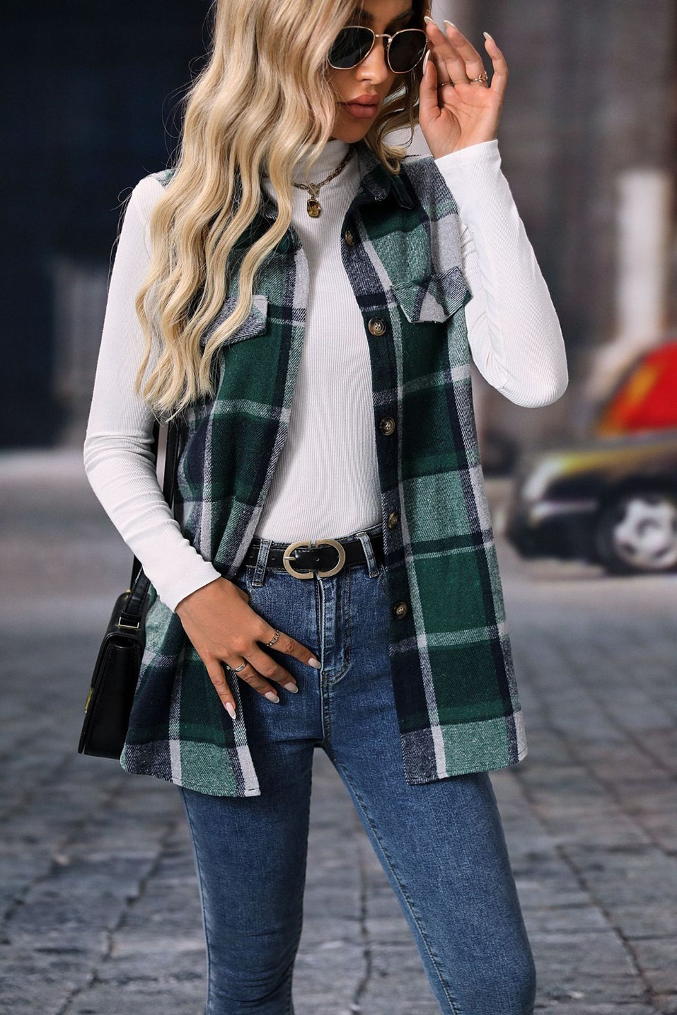 Button Up Pocketed Vest Coat