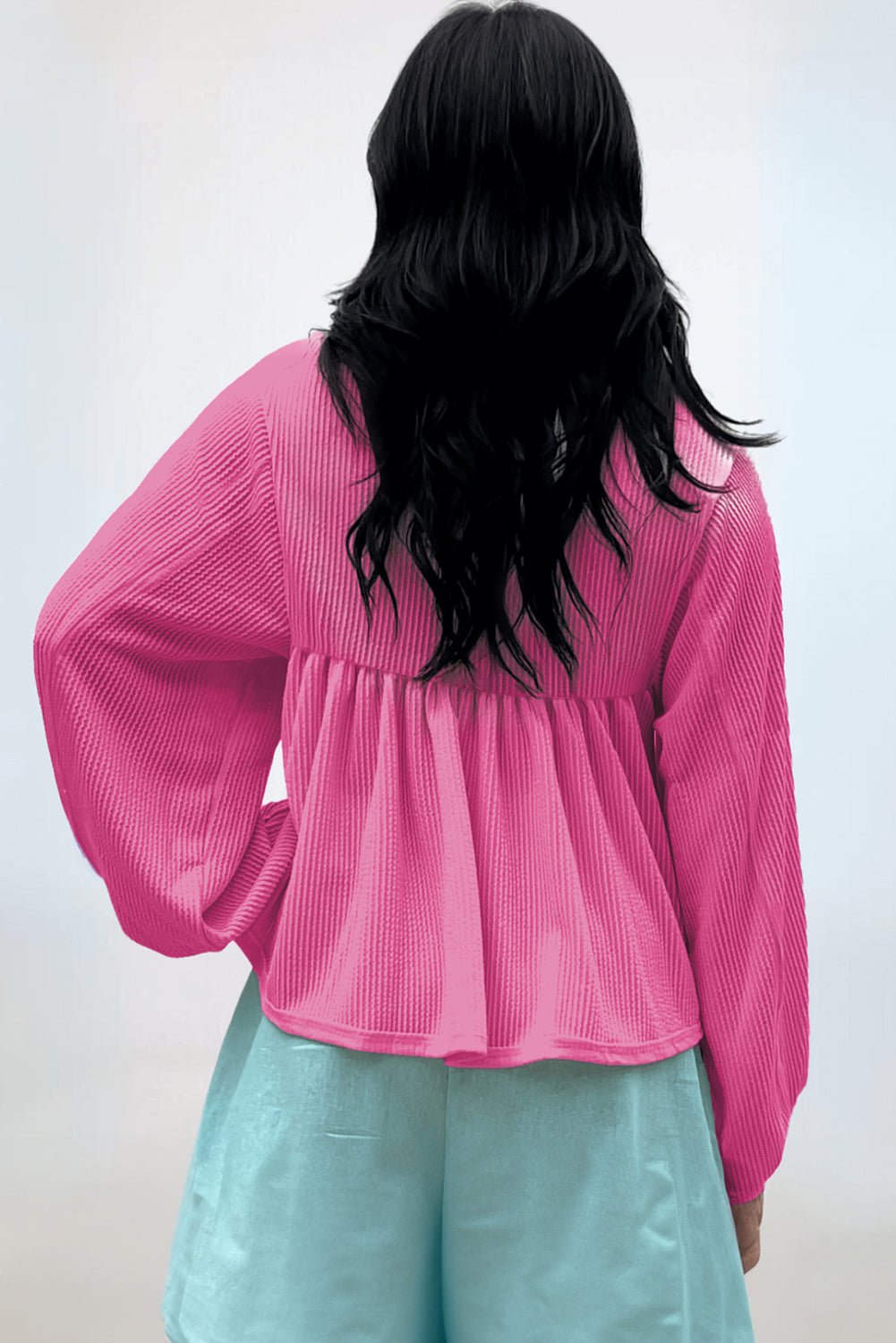 Corded Johnny Collar Long Sleeve Babydoll Blouse – Charming Charlie