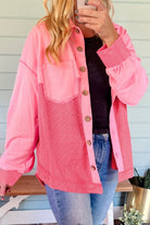 Two Tone Button Up Drop Shoulder Shacket - Charming Charlie