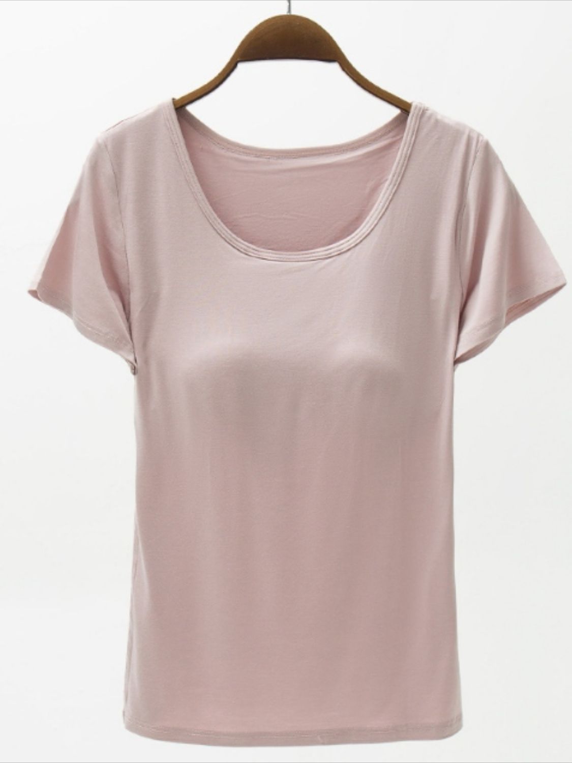 Round Neck Modal T-Shirt with Bra - Charming Charlie