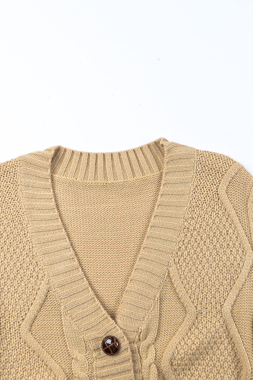 Umgee Chunky Cable Knit V-Neck Button-Up Cardigan
