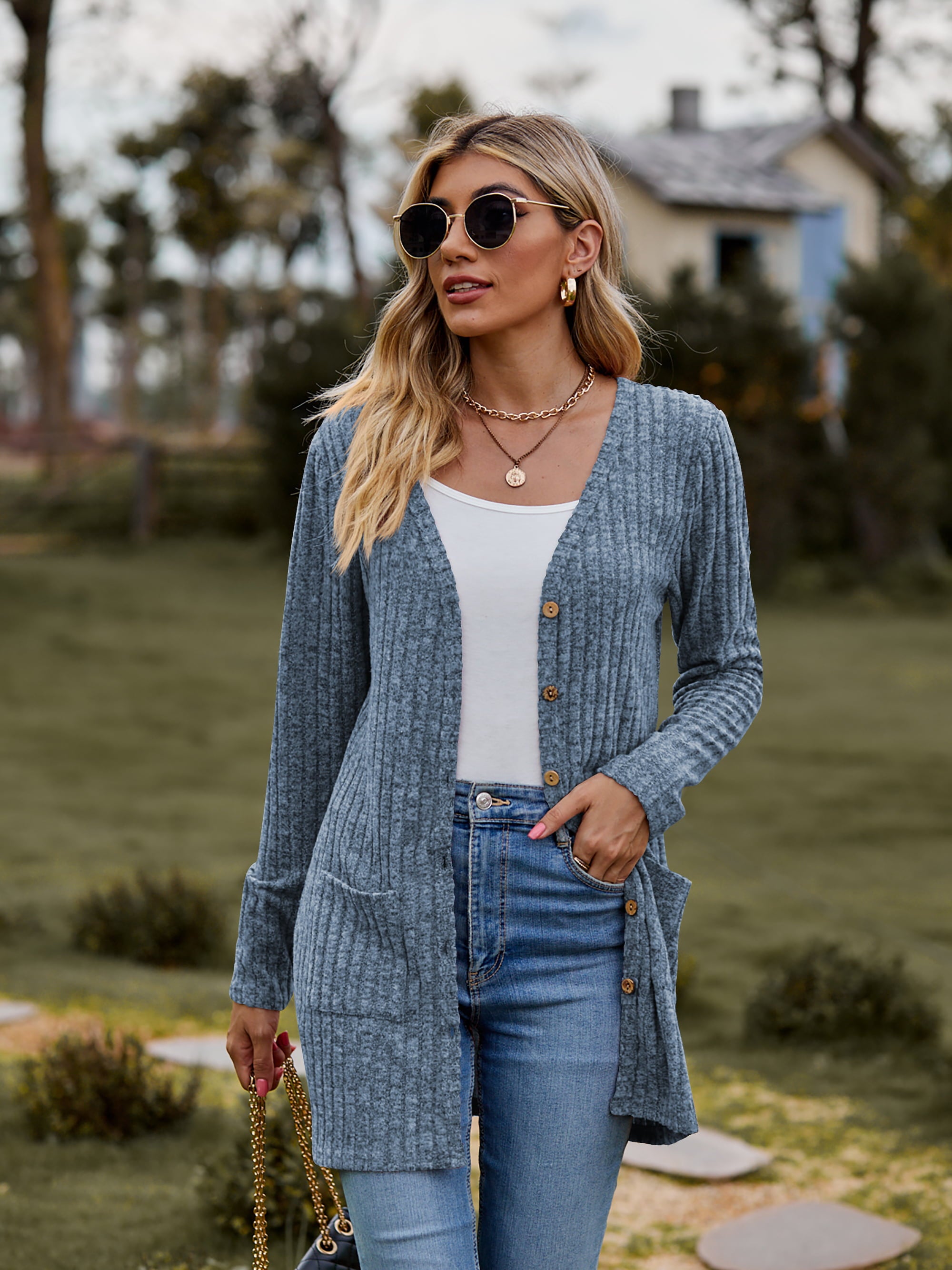 Ribbed Button-Up Cardigan