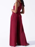 Square Neck Wide Strap Jumpsuit - Charming Charlie