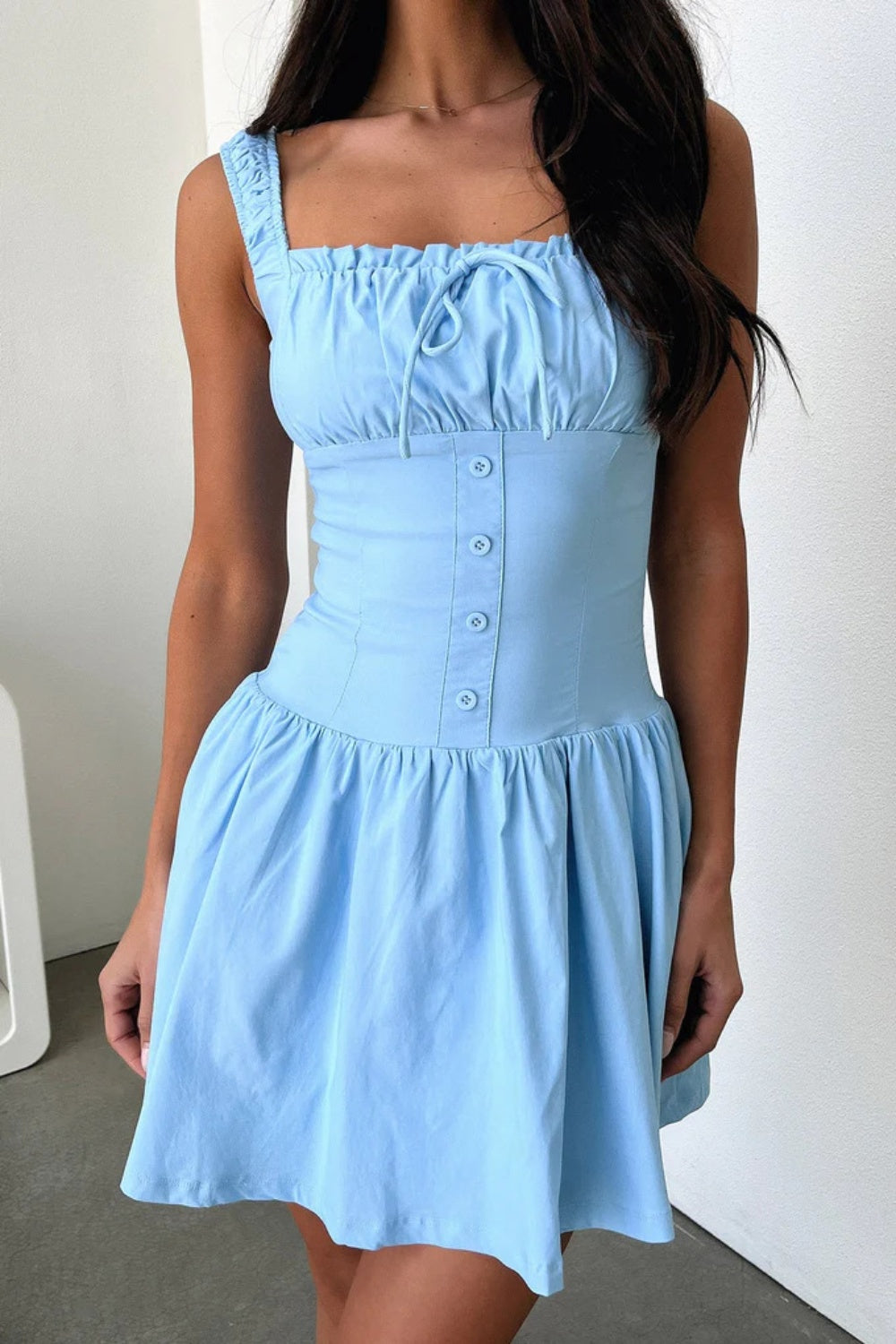 Decorative Button Square Neck Cami Dress - Charming Charlie