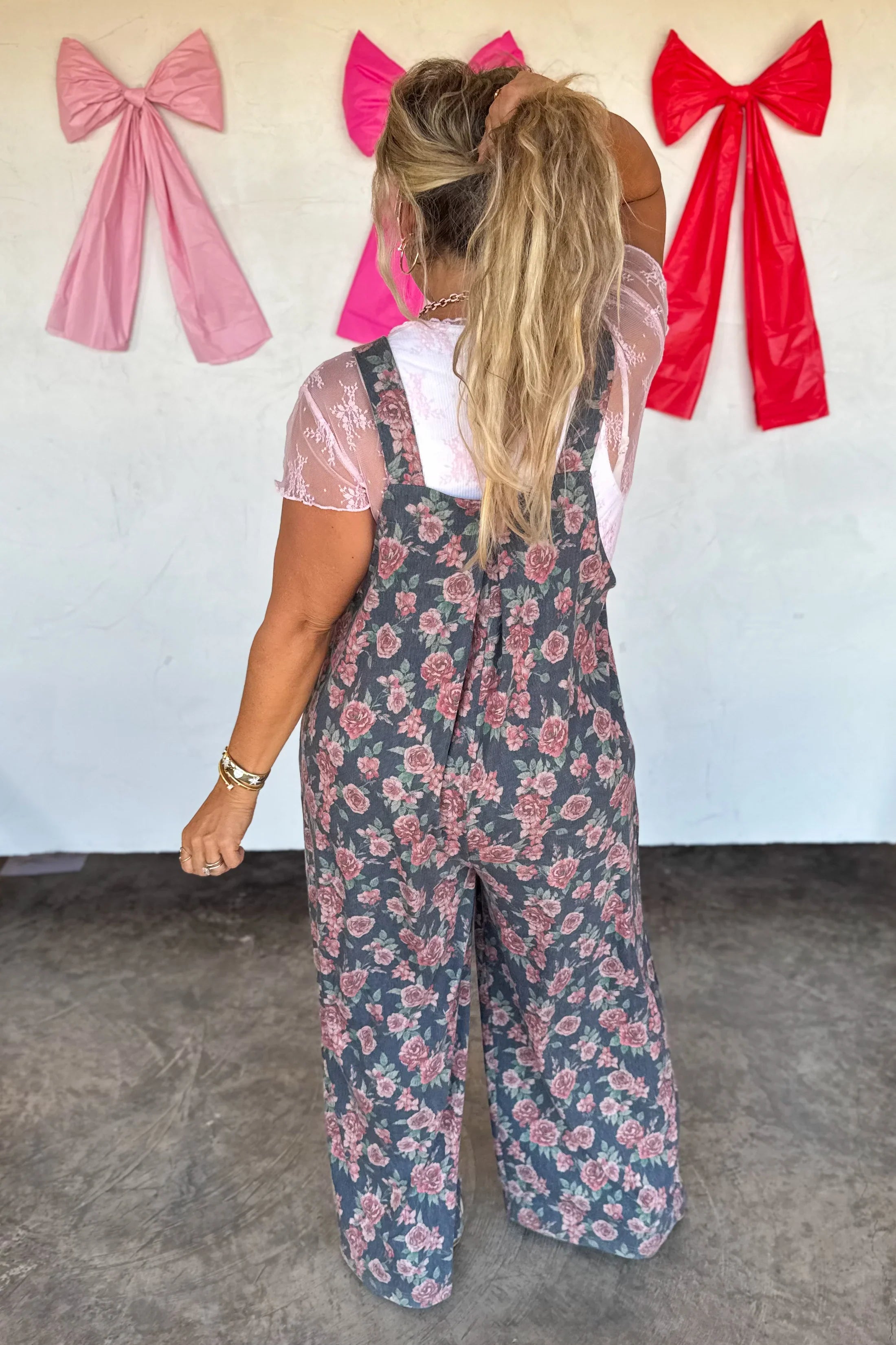 PREORDER: Cassidy Floral Denim Overalls - Charming Charlie