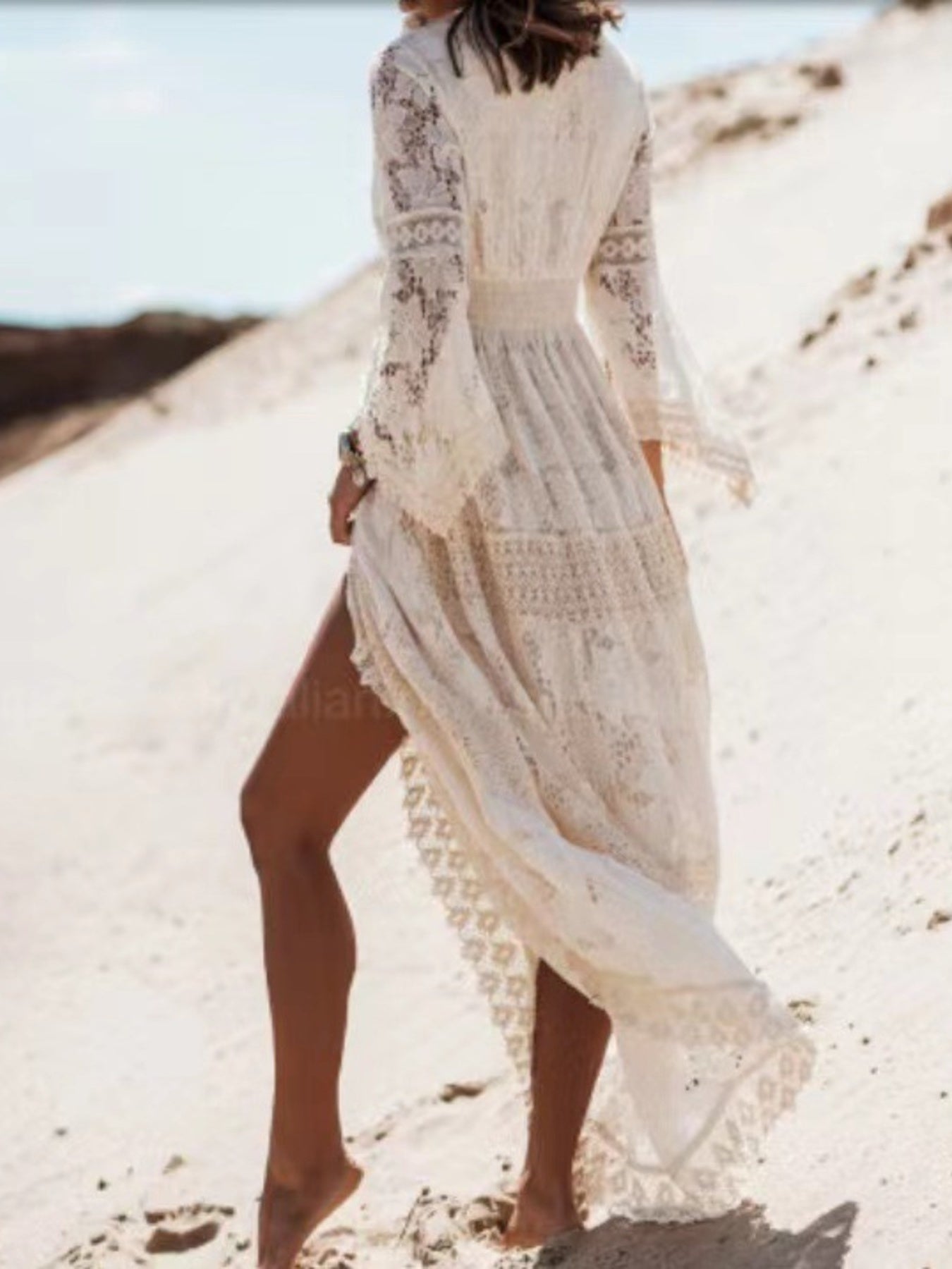 Bohemian Lace Maxi Dress with Bell Sleeves – Charming Charlie