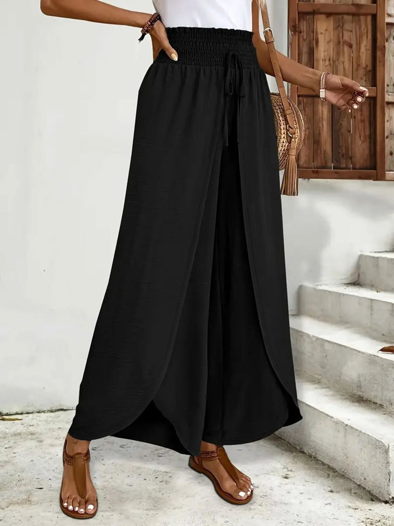 High-Waisted Side Slit Pants – Charming Charlie