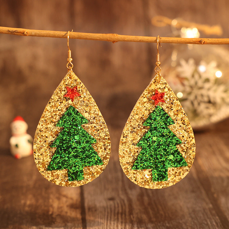 Leather Christmas Ornament Earring hotsell