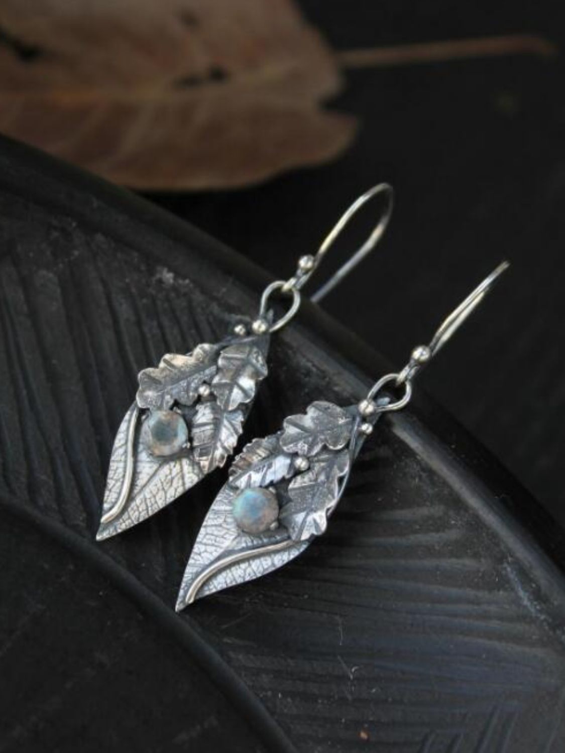 Alloy Rhinestone Leaf Shape Earrings - Charming Charlie