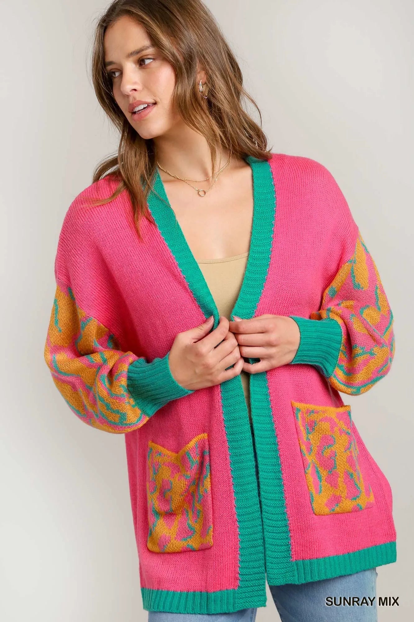 Umgee Animal Print Open Front Sweater Cardigan – Charming Charlie