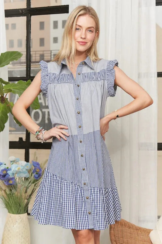 ADORA Button Down Textured Babydoll Dress Charming Charlie ADORA Button Down Textured Babydoll Dress Charming Charlie