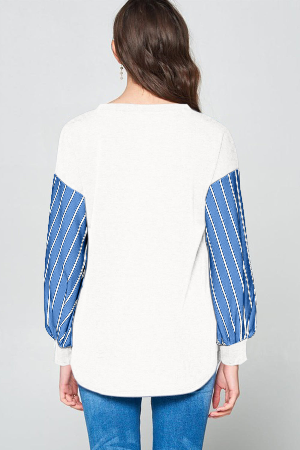 Super Lady Full Size French Terry Striped Long Sleeve Top - Charming Charlie