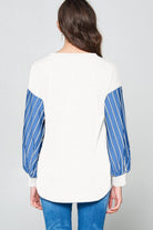 Super Lady Full Size French Terry Striped Long Sleeve Top - Charming Charlie