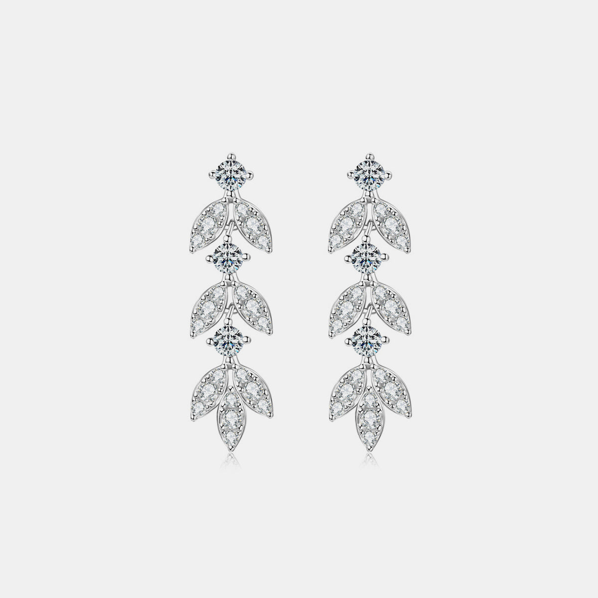 925 Sterling Silver Moissanite Leaf Earrings - Charming Charlie