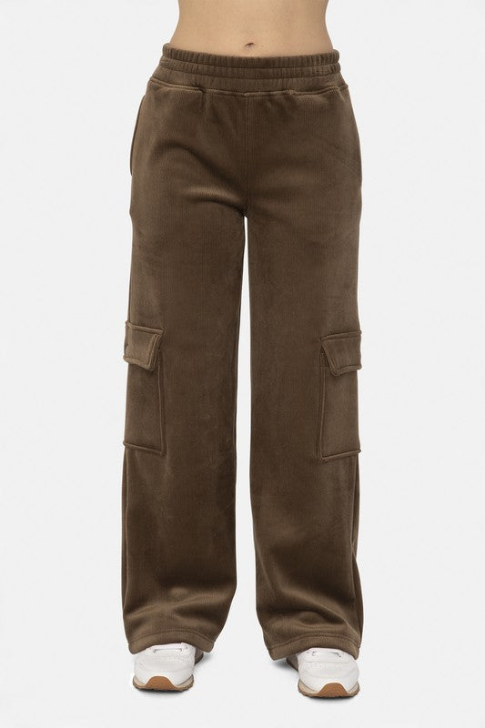 Mono B Elastic Waist Corduroy Cargo Pants - Charming Charlie