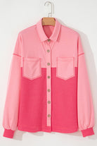 Two Tone Button Up Drop Shoulder Shacket - Charming Charlie