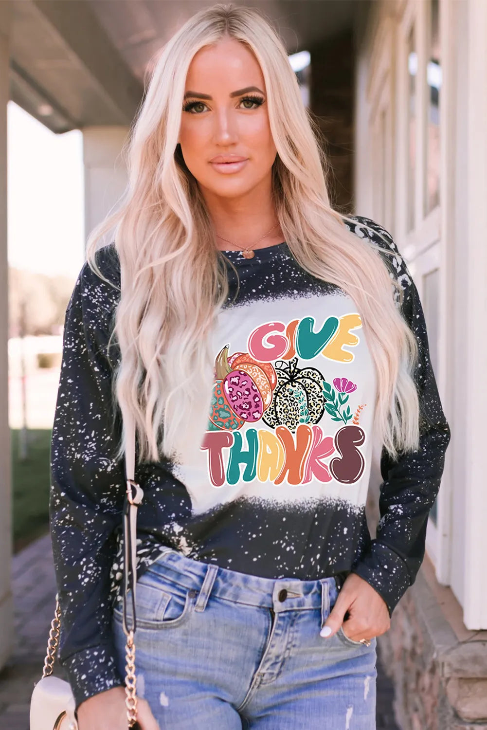 Pumpkin Graphic Round Neck Long Sleeve T-Shirt - Charming Charlie