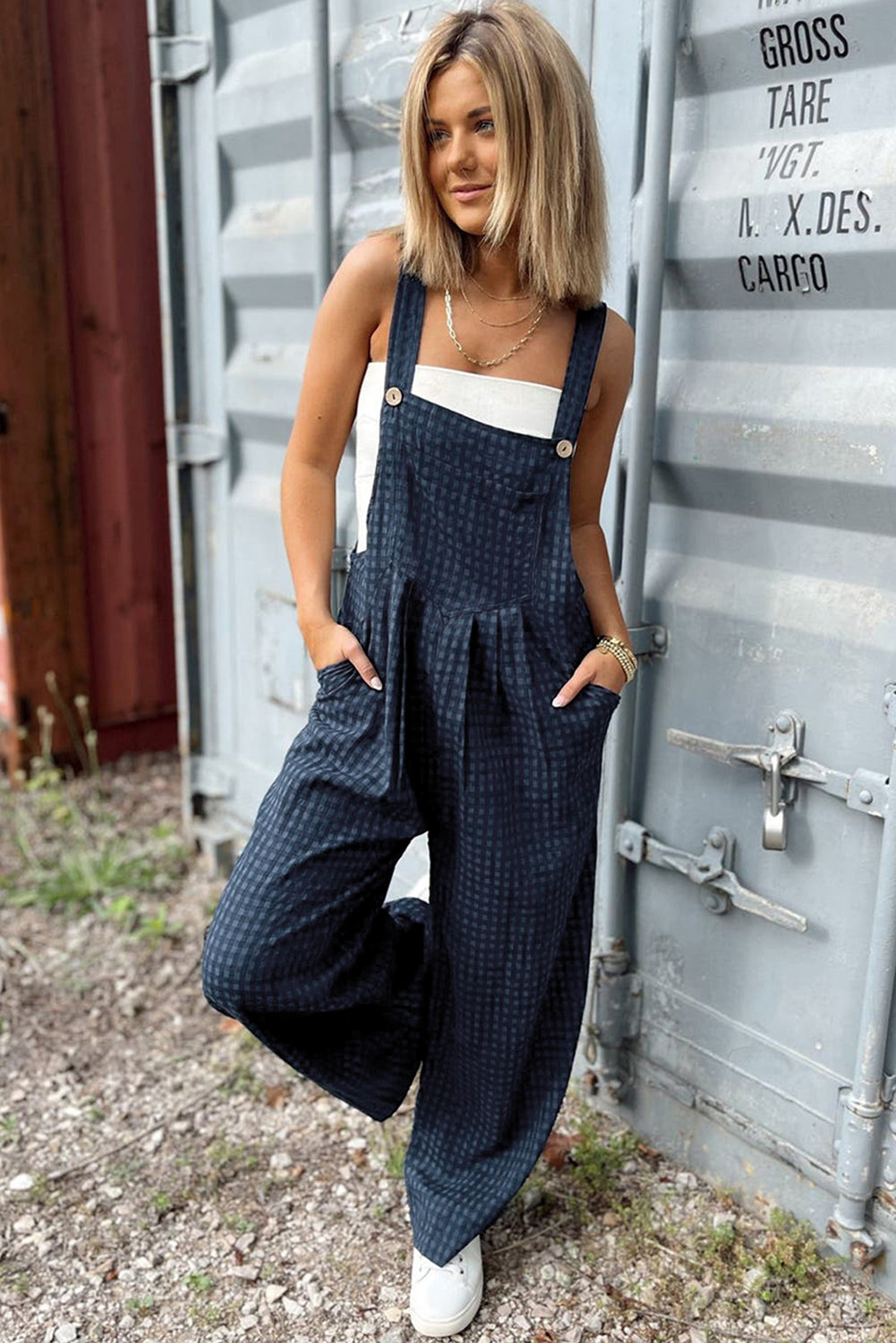 Plaid Wide Strap Wide Leg Overalls – Charming Charlie