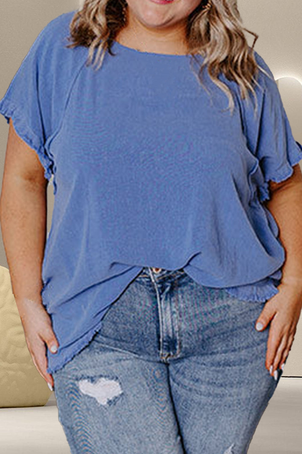 Plus Size Round Neck Half Sleeve Top - Charming Charlie