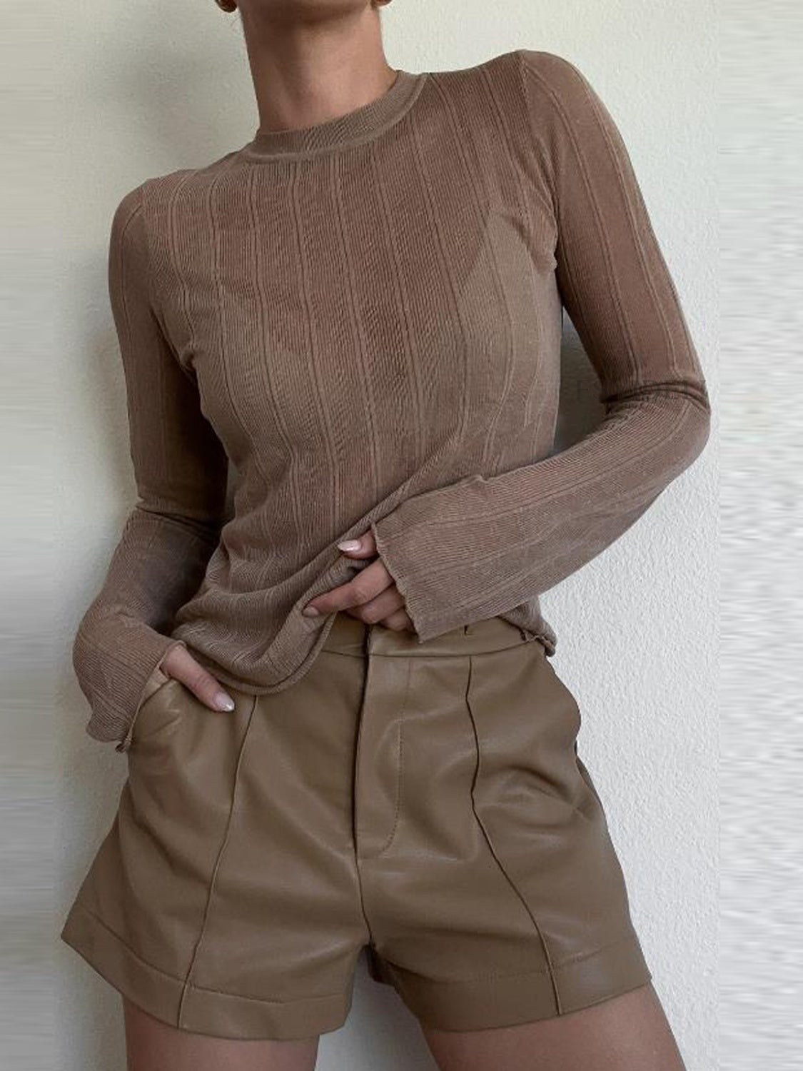 Round Neck Long Sleeve T-Shirt - Charming Charlie
