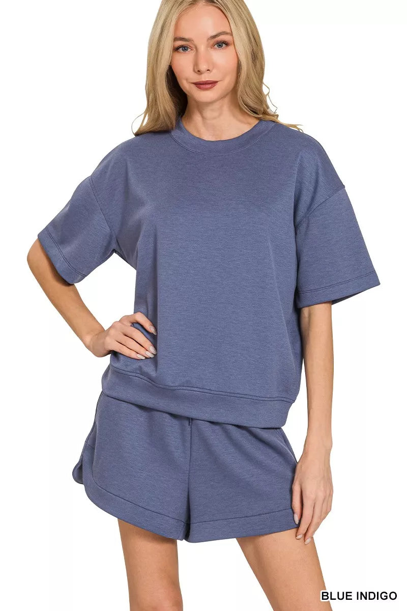 Zenana Scuba Short Sleeve Top & Shorts Set – Charming Charlie