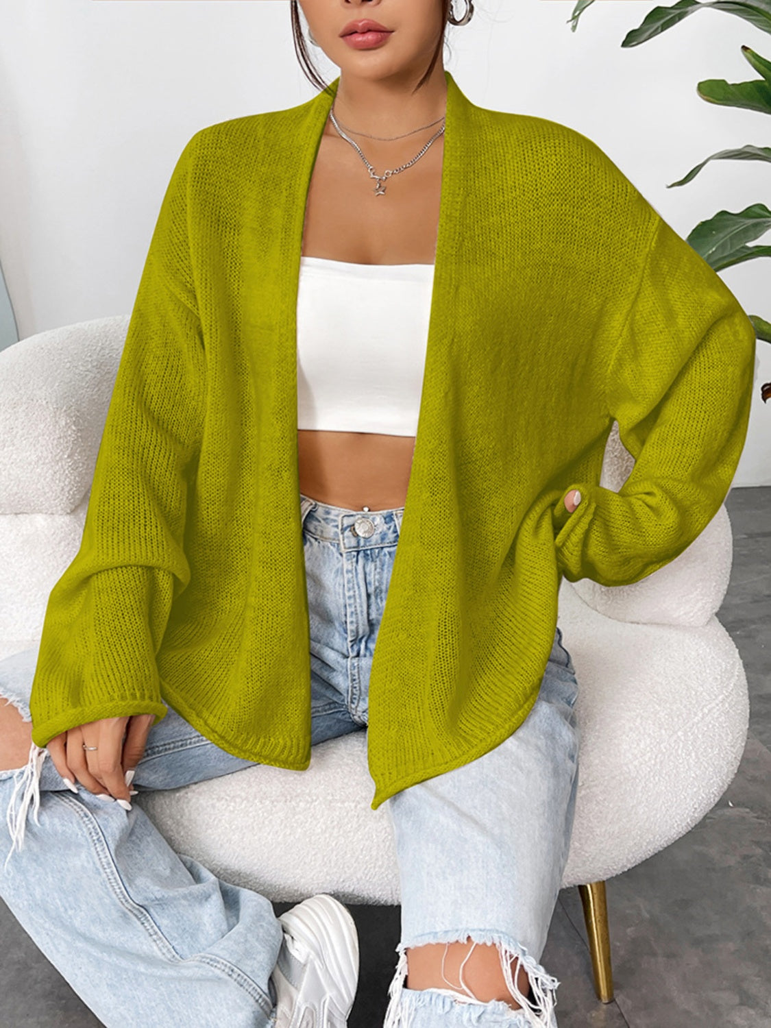 Open Front Dropped Shoulder Cardigan – Charming Charlie