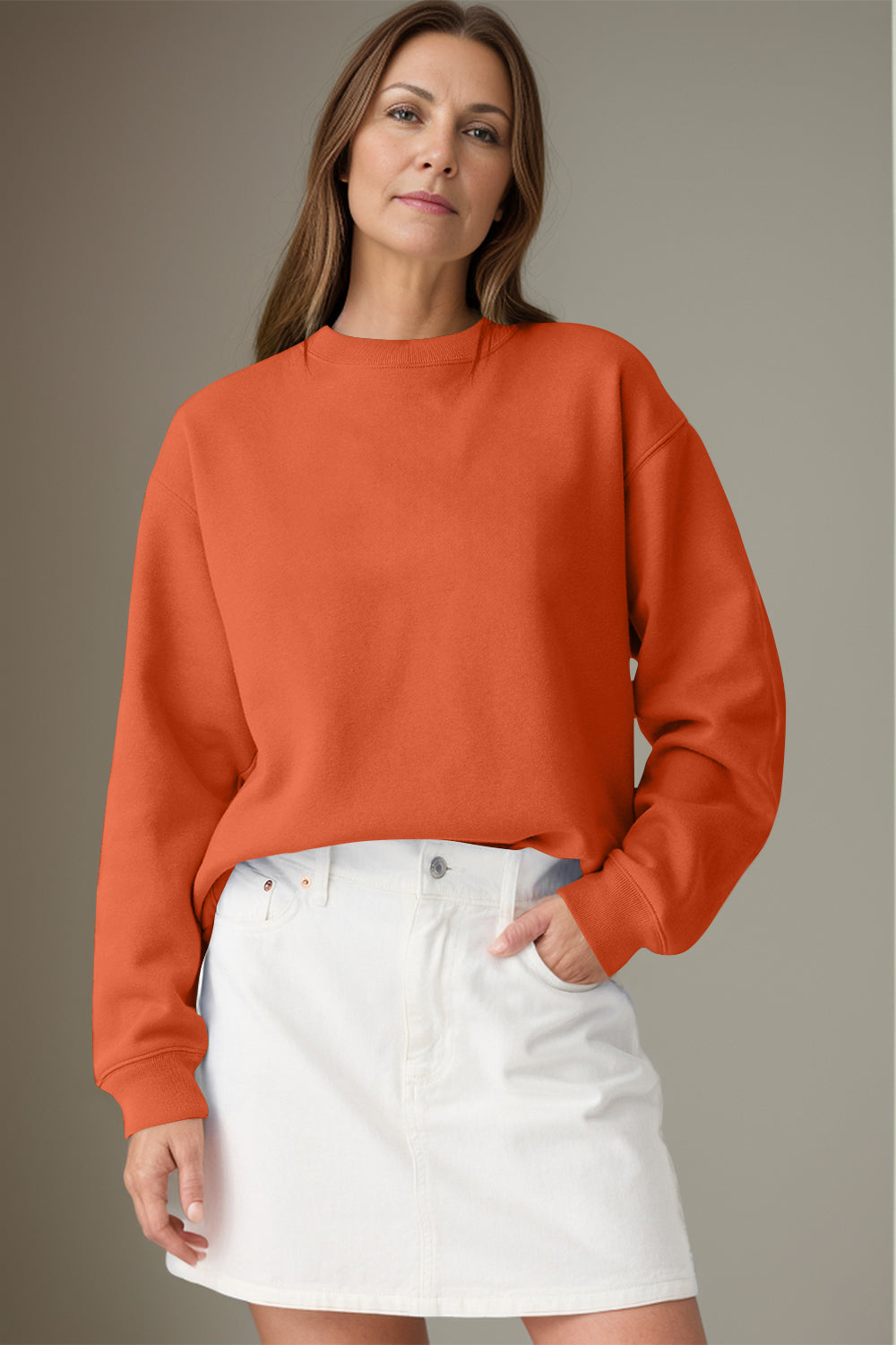 Round Neck Long Sleeve Sweatshirt - Charming Charlie