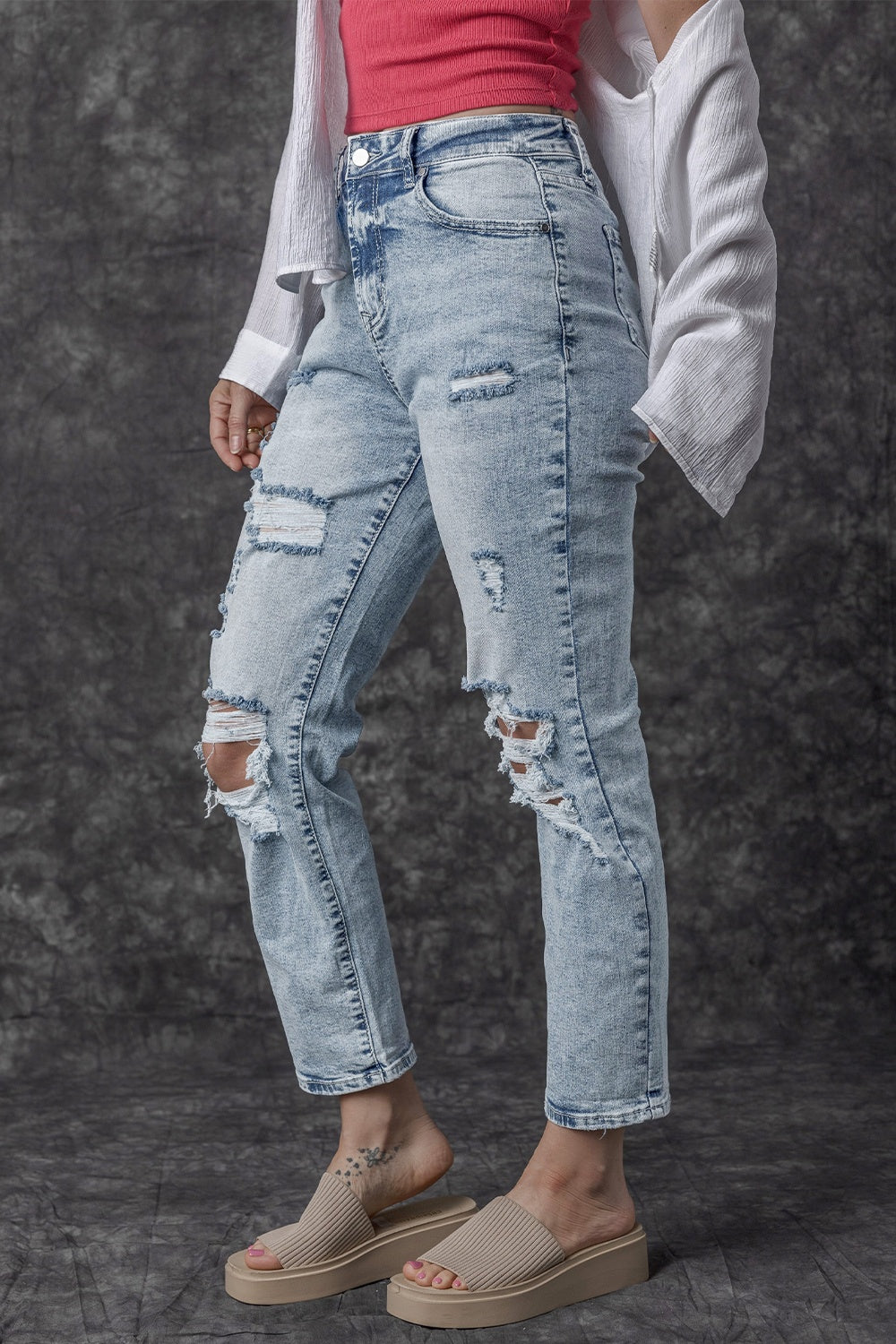 Distressed High Waist Jeans - Charming Charlie