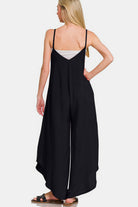 Zenana Spaghetti Strap Wide Leg Overalls with Pockets - Charming Charlie
