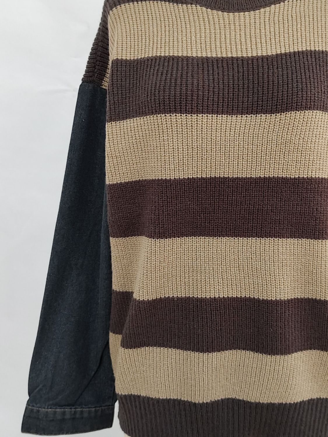 Contrast Round Neck Long Sleeve Sweater - Charming Charlie