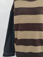 Contrast Round Neck Long Sleeve Sweater - Charming Charlie