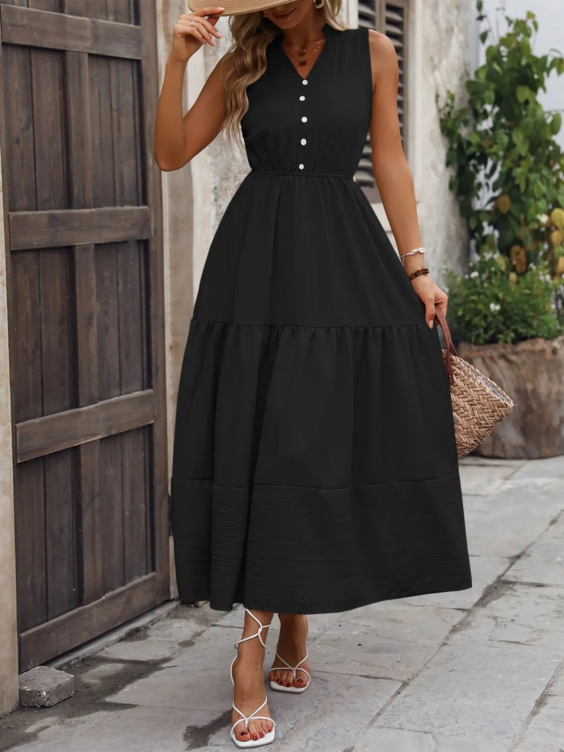Notched Sleeveless Maxi Tank Dress Charming Charlie Notched Sleeveless Maxi Tank Dress Charming Charlie