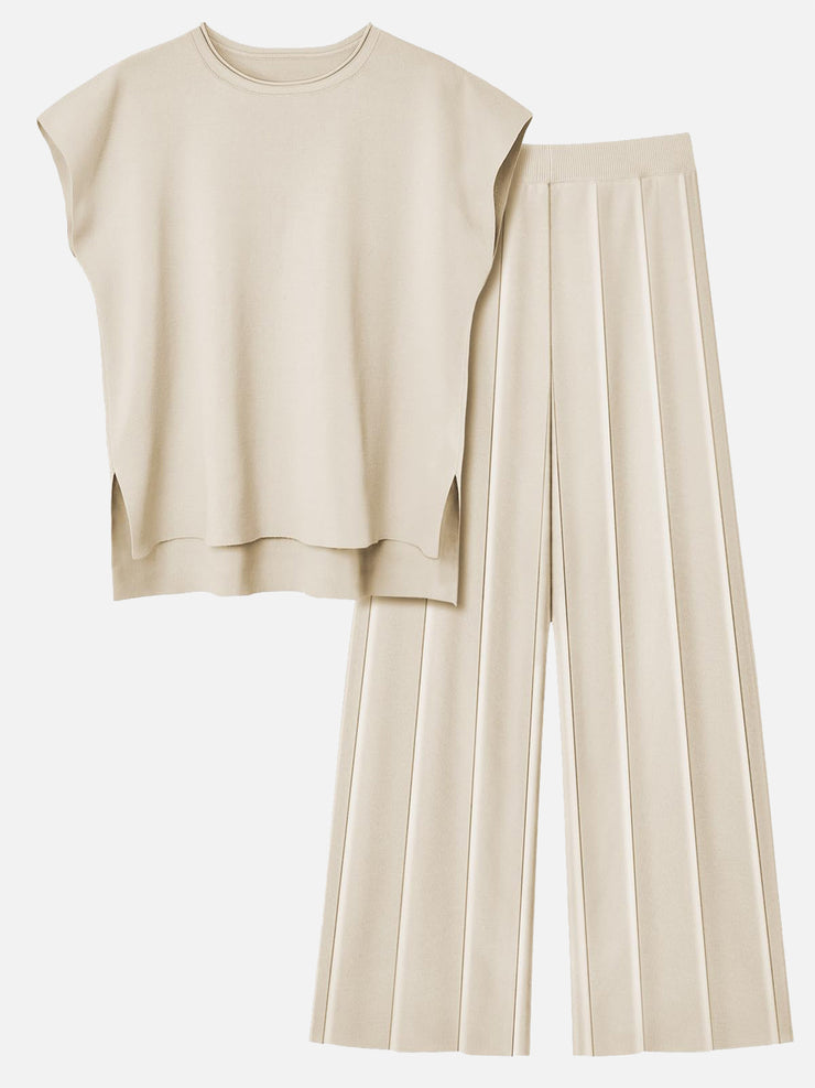 Sexy Knitted Round Neck Top and Pant Set main image 1