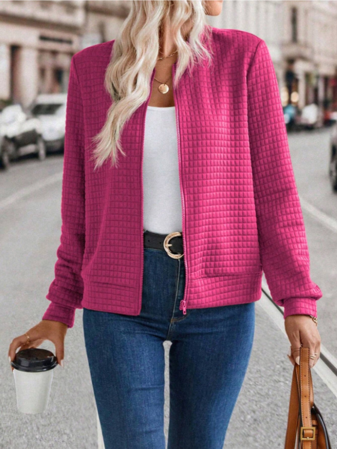 Zip Up Long Sleeve Jacket - Charming Charlie