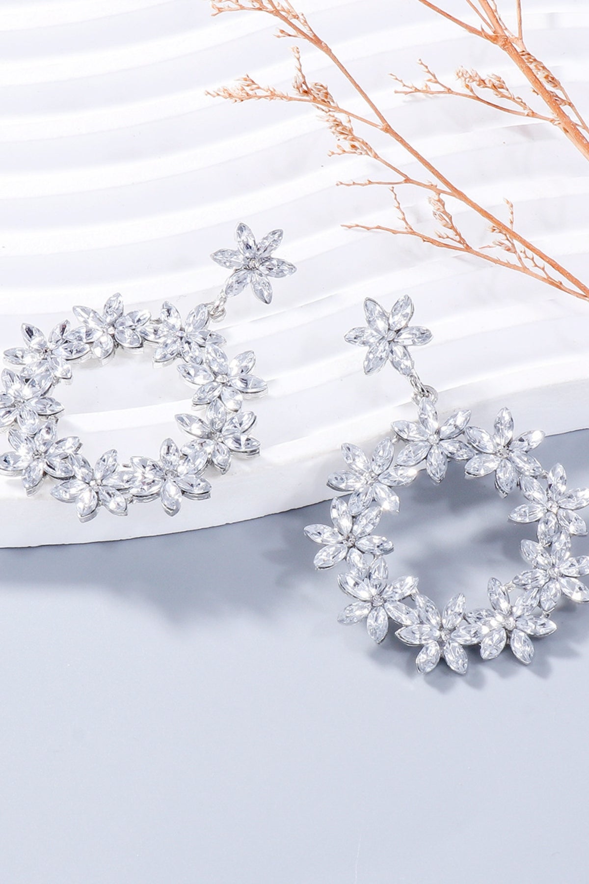 Rhinestone Flower Dangle Earrings - Charming Charlie