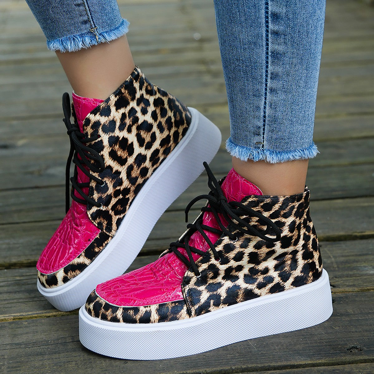 PU Leather Leopard Platform Sneakers – Charming Charlie
