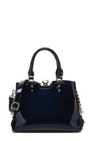 Double Handle Frame Satchel with Rhinestones Patent Leather - Charming Charlie