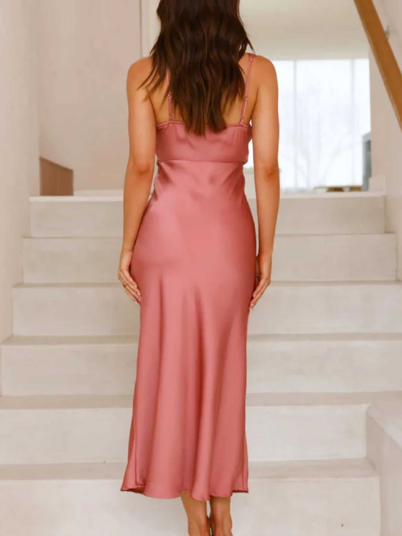 Satin Asymmetrical Midi Dress Rouge Color / L Satin Asymmetrical Midi Dress Rouge Color / L