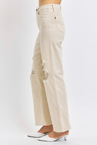 Judy Blue Full Size High Waist Distressed Wide Leg Jeans - Charming Charlie