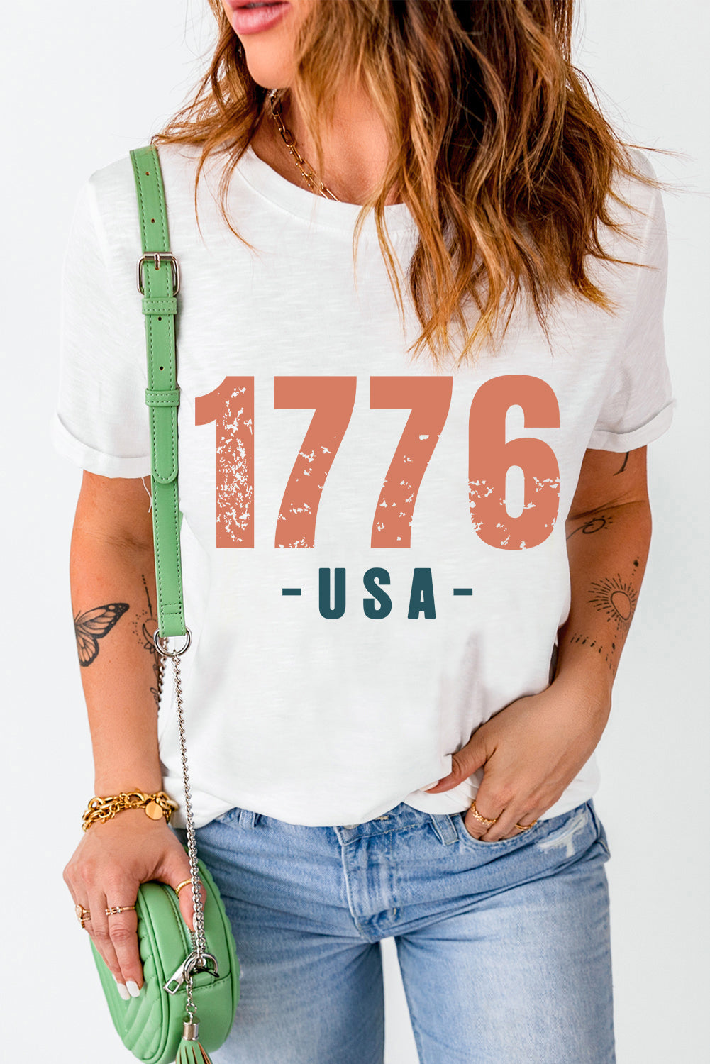 Graphic Round Neck Short Sleeve T-Shirt - Charming Charlie