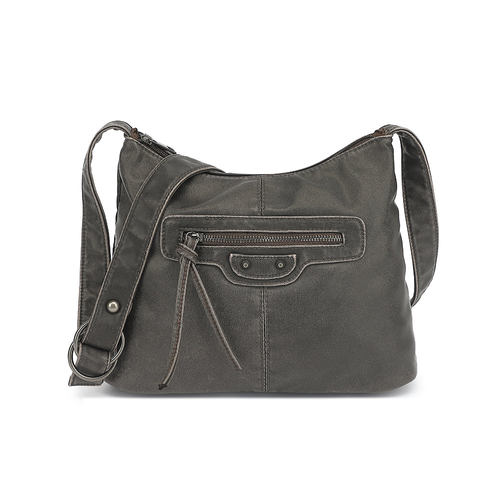 Washed Large Crossbody with Front Zip Pockets - Charming Charlie