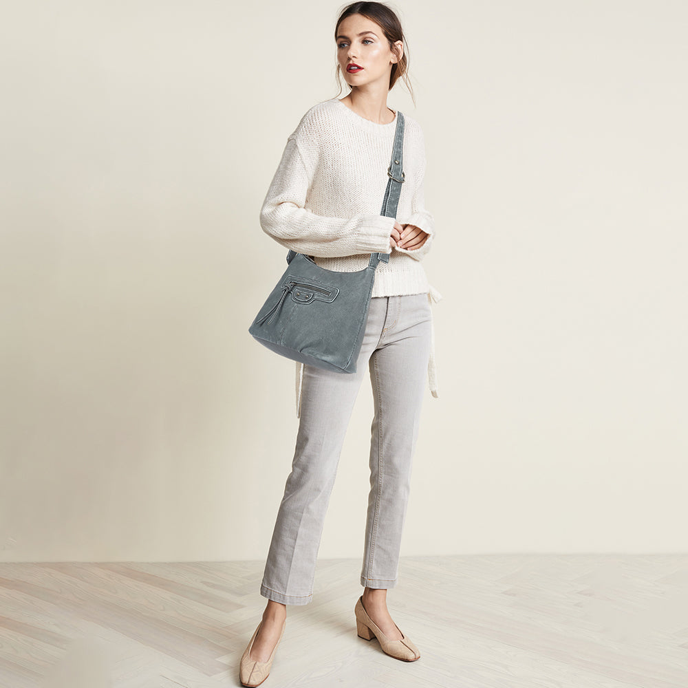 Washed Large Crossbody with Front Zip Pockets - Charming Charlie