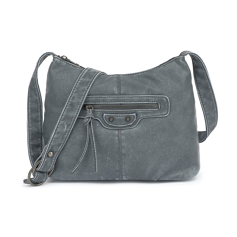 Washed Large Crossbody with Front Zip Pockets - Charming Charlie