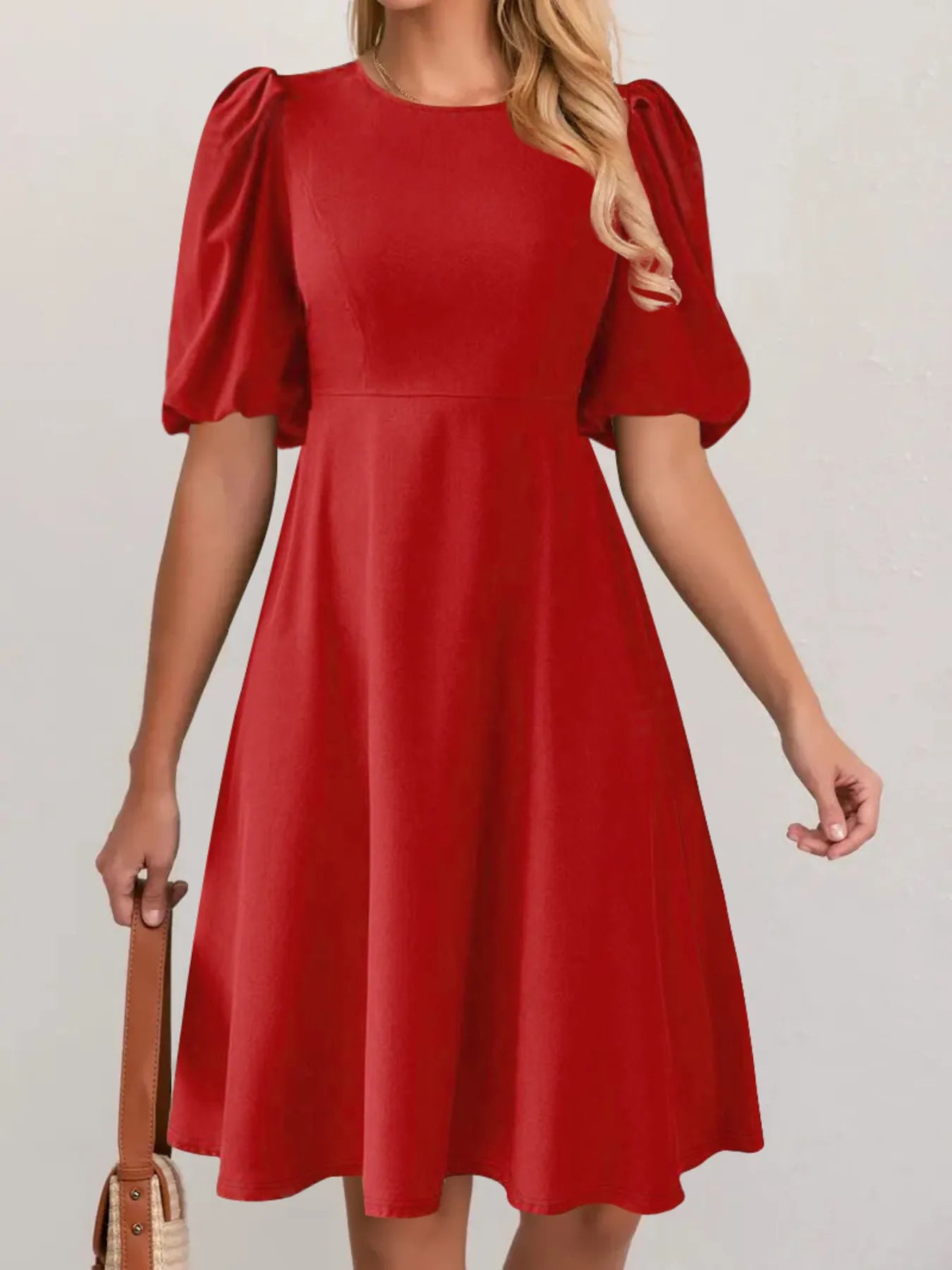 Round Neck Puff Sleeve A-Line Dress Charming Charlie Round Neck Puff Sleeve A-Line Dress Charming Charlie