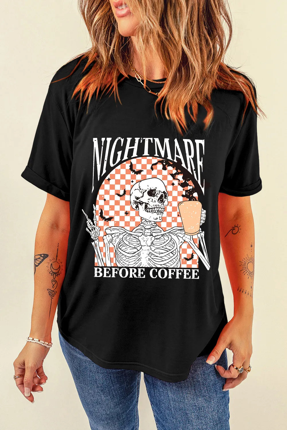 Graphic Round Neck Short Sleeve T-Shirt - Charming Charlie