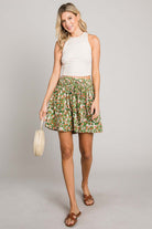 Cotton Bleu by Nu Label Floral Printed Smocked Waist Skorts - Charming Charlie