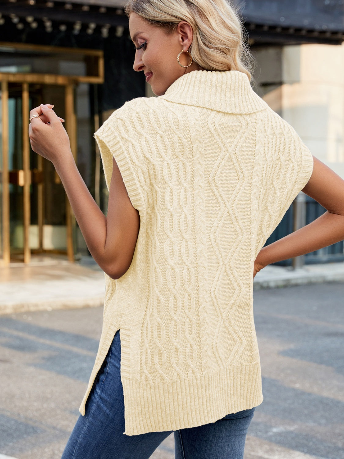 Side Slit Turtleneck Sweater Vest – Charming Charlie
