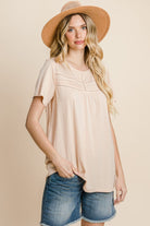 Cotton Bleu by Nu Label Eyelet Round Neck Short Sleeve T-Shirt - Charming Charlie
